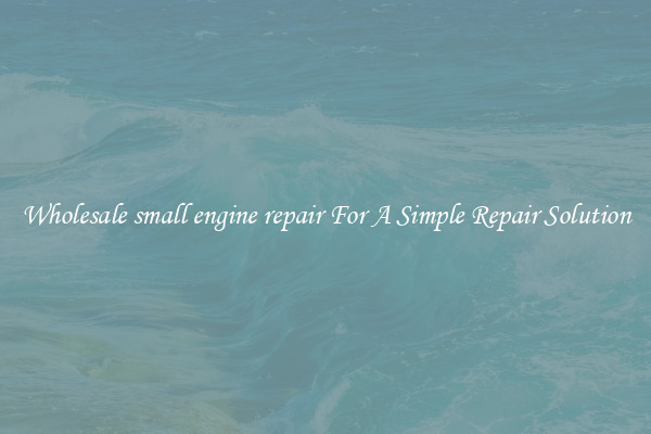 Wholesale small engine repair For A Simple Repair Solution