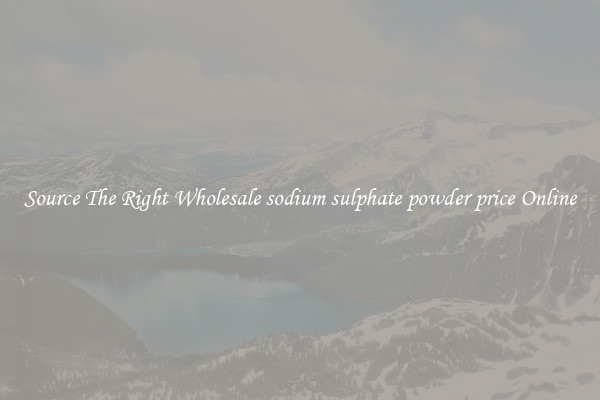 Source The Right Wholesale sodium sulphate powder price Online