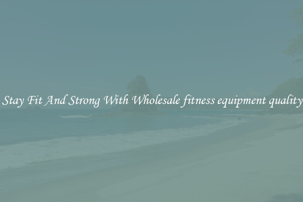 Stay Fit And Strong With Wholesale fitness equipment quality
